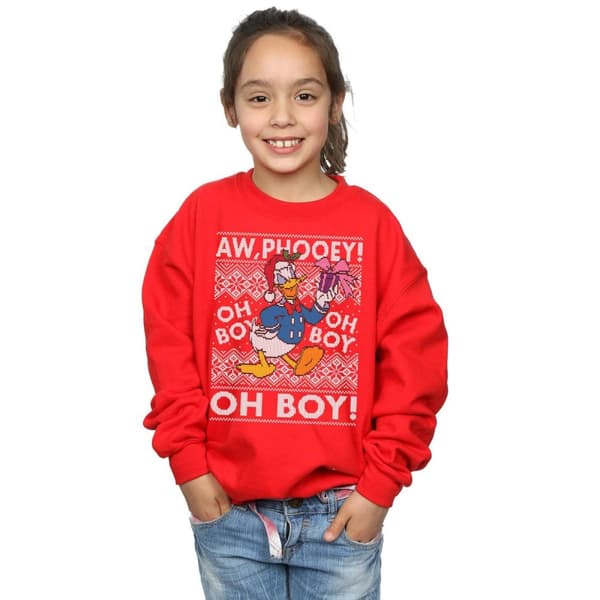 Disney Girls Donald Duck Christmas Fair Isle Sweatshirt