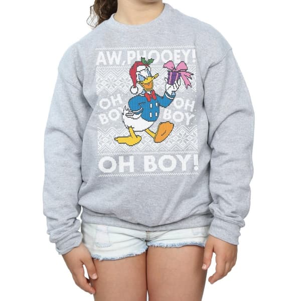 Disney Girls Donald Duck Christmas Fair Isle Sweatshirt