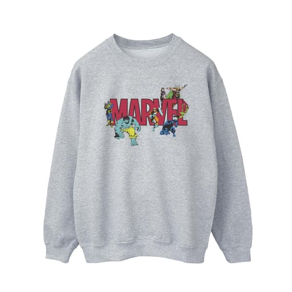 Marvel Sweatshirt med seriefigurer för herrar Sports Grey M