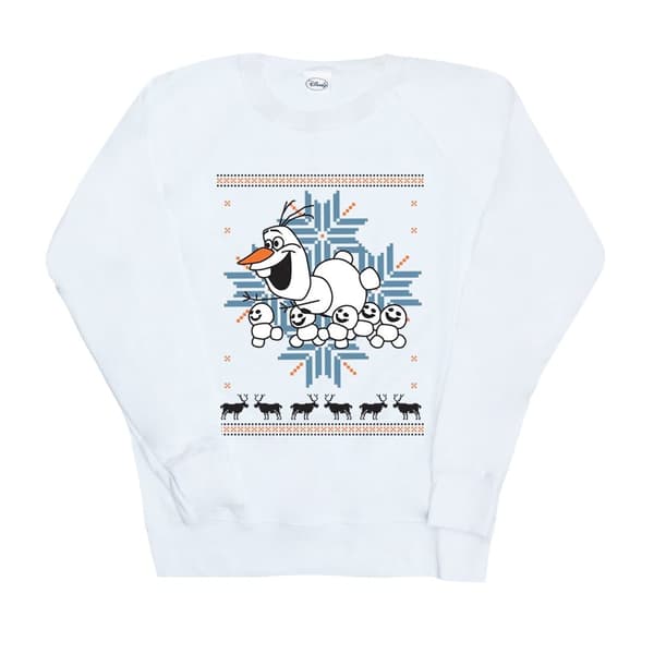 Disney Dam/Tjej Frozen Christmas Olaf And Snowmen Sweatshirt White S