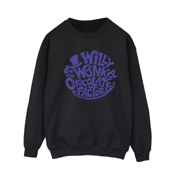 Willy Wonka & The Chocolate Factory Sweatshirt med typad logotyp - dam/dam Black XL