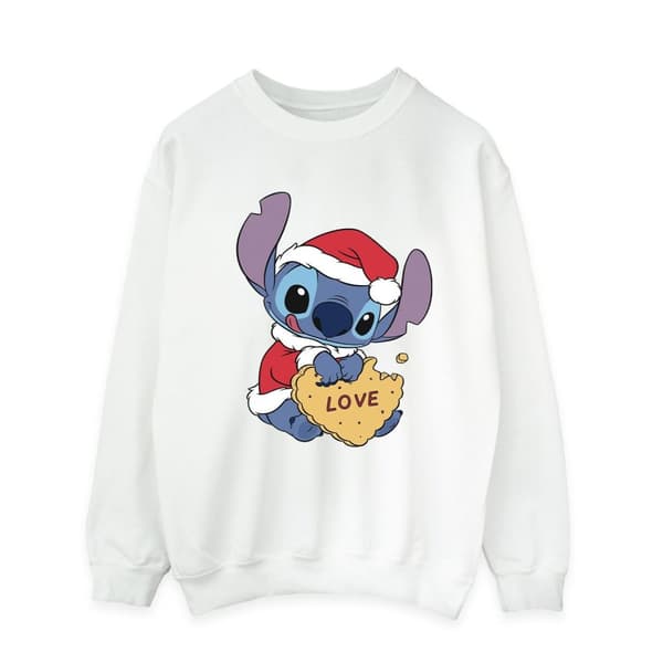 Disney Mens Lilo And Stitch Christmas Love Biscuit Sweatshirt