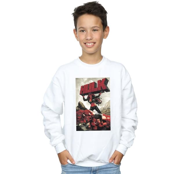 Marvel Boys Red Hulk Cover Sweatshirt