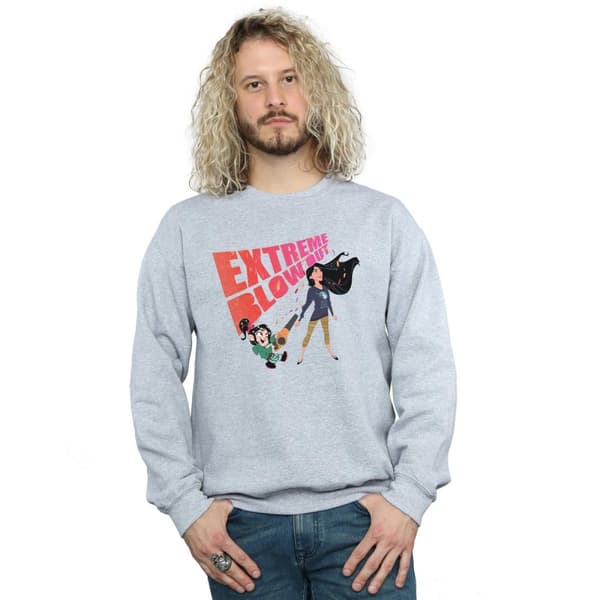Disney Mens Wreck It Ralph Pocahontas And Vanellope Sweatshirt
