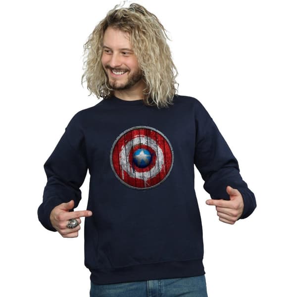 Marvel Mens Captain America Wooden Shield Sweatshirt