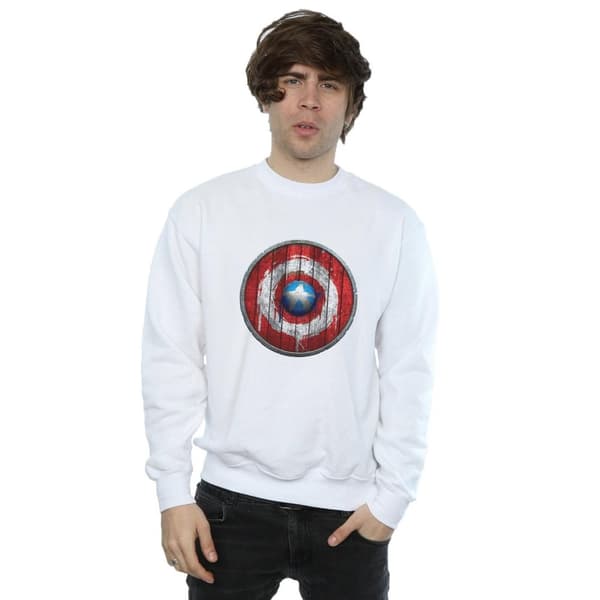 Marvel Mens Captain America Wooden Shield Sweatshirt
