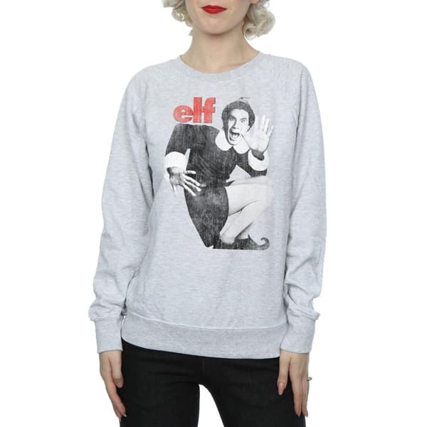 Elf Womens/Ladies Mono Distressed Poster Sweatshirt
