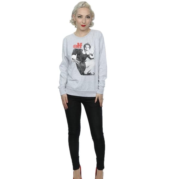 Elf Womens/Ladies Mono Distressed Poster Sweatshirt