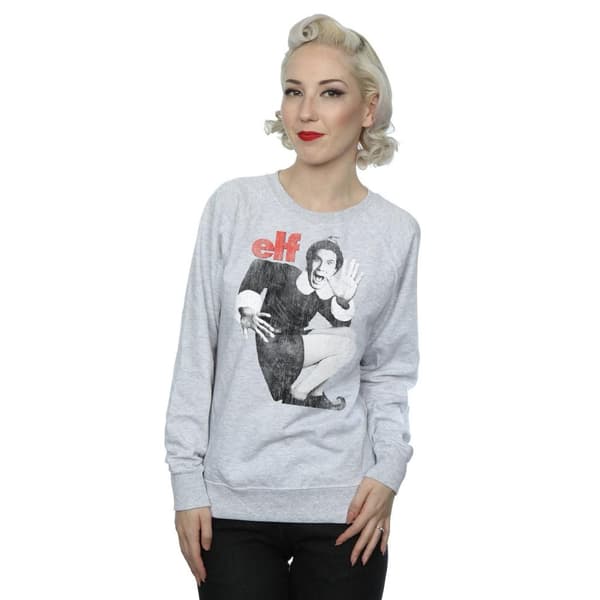 Elf Womens/Ladies Mono Distressed Poster Sweatshirt