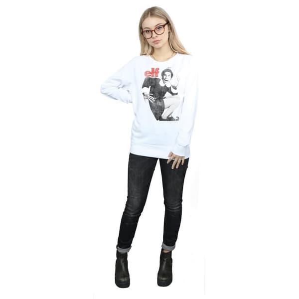 Elf Womens/Ladies Mono Distressed Poster Sweatshirt
