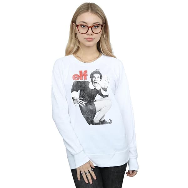Elf Womens/Ladies Mono Distressed Poster Sweatshirt