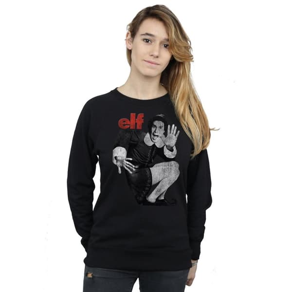 Elf Womens/Ladies Mono Distressed Poster Sweatshirt