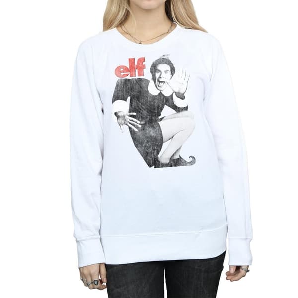 Elf Womens/Ladies Mono Distressed Poster Sweatshirt