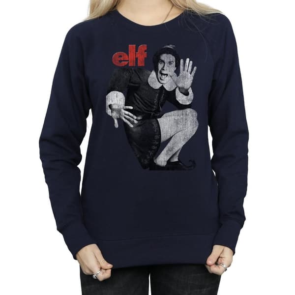 Elf Womens/Ladies Mono Distressed Poster Sweatshirt