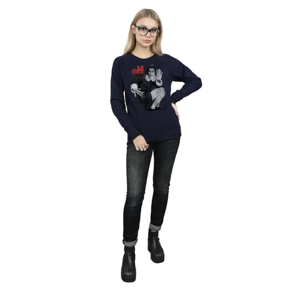 Elf Womens/Ladies Mono Distressed Poster Sweatshirt