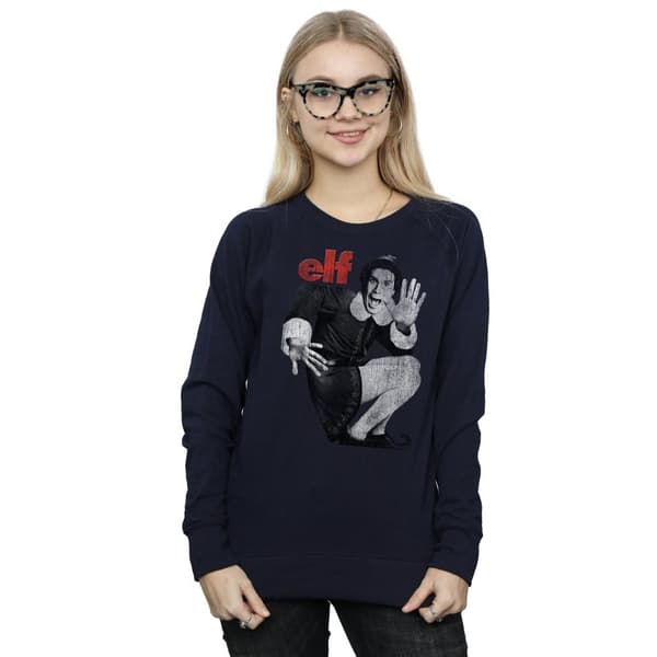 Elf Womens/Ladies Mono Distressed Poster Sweatshirt