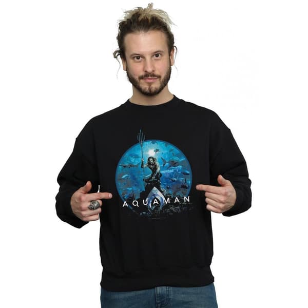 DC Comics Mens Aquaman Circle Poster Sweatshirt