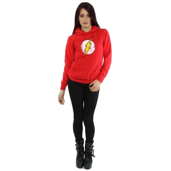 DC Comics Kvinnor/Damer Flash Distressed Logo Hoodie