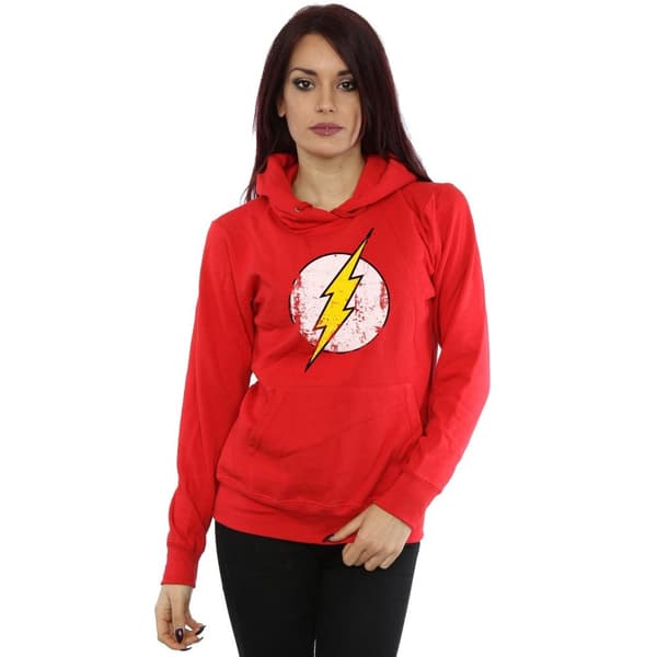 DC Comics Kvinnor/Damer Flash Distressed Logo Hoodie