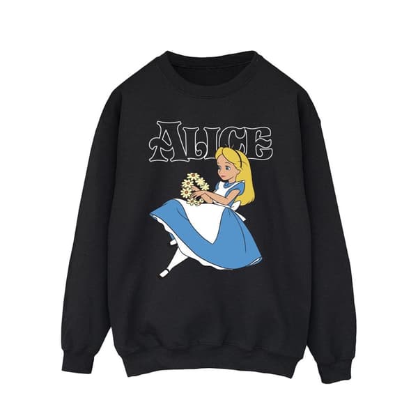 Disney Sweatshirt med blommor från Alice i underlandet Black XXL