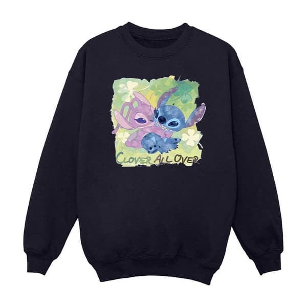 Disney Mens Lilo And Stitch St Patrick´s Day Clover Sweatshirt