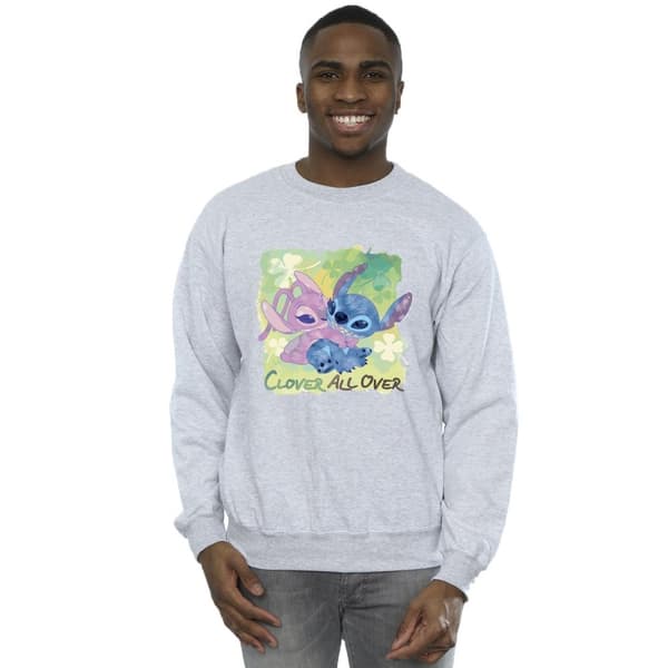 Disney Mens Lilo And Stitch St Patrick´s Day Clover Sweatshirt