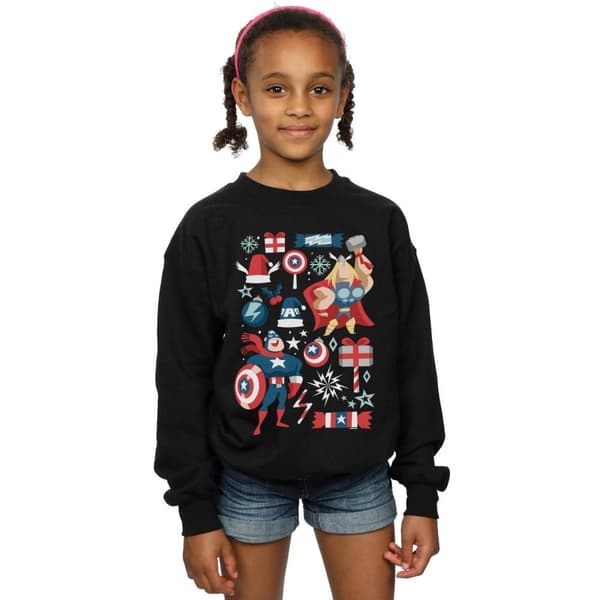 Marvel Girls Thor And Captain America Christmas Day Sweatshirt