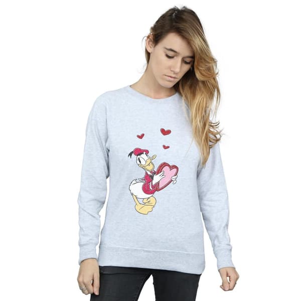 Disney Womens/Ladies Donald Duck Love Heart Sweatshirt