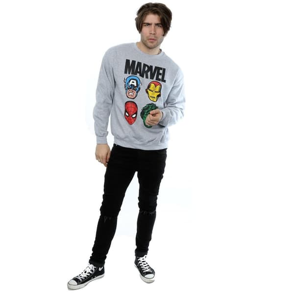 Marvel Mens Comics Main Heads Sweatshirt