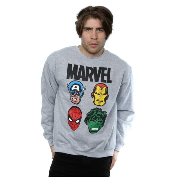 Marvel Mens Comics Main Heads Sweatshirt