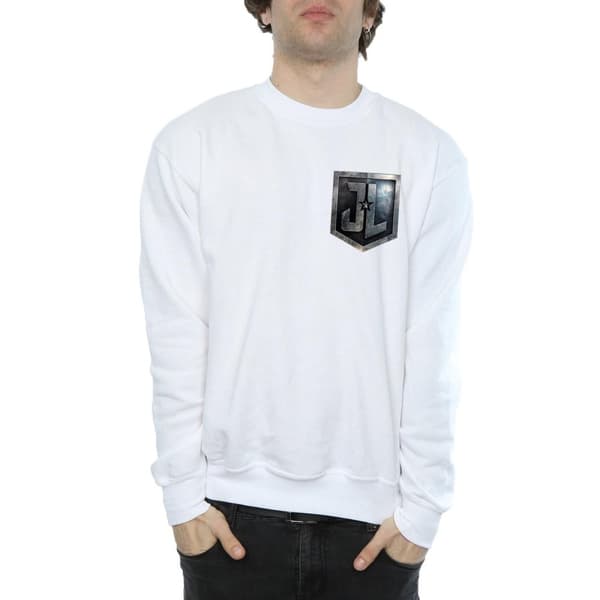 DC Comics Mens Justice League Movie Shield Faux Pocket Sweatshirt