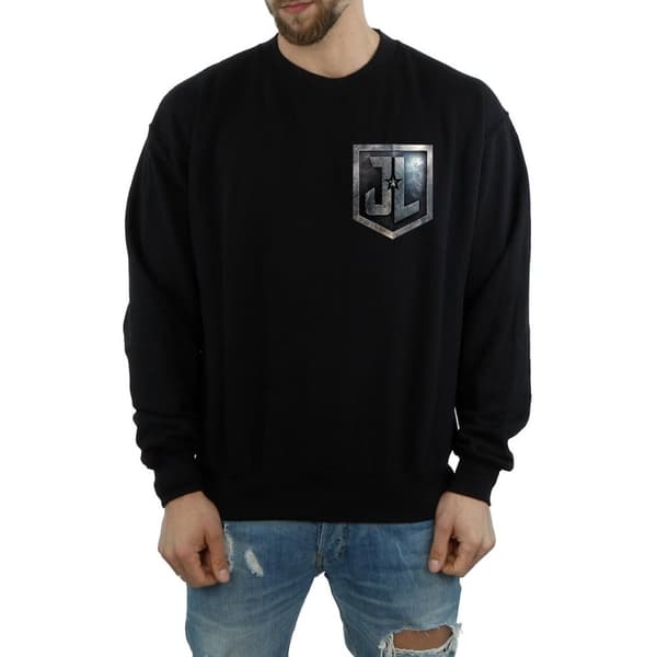 DC Comics Mens Justice League Movie Shield Faux Pocket Sweatshirt