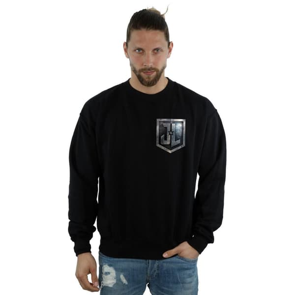 DC Comics Mens Justice League Movie Shield Faux Pocket Sweatshirt