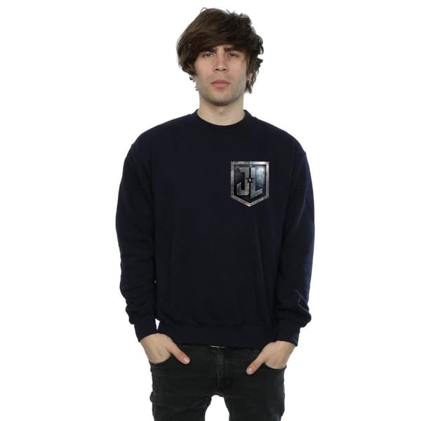 DC Comics Mens Justice League Movie Shield Faux Pocket Sweatshirt