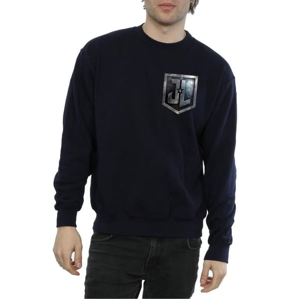 DC Comics Mens Justice League Movie Shield Faux Pocket Sweatshirt