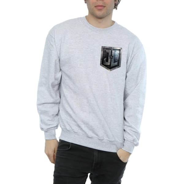 DC Comics Mens Justice League Movie Shield Faux Pocket Sweatshirt