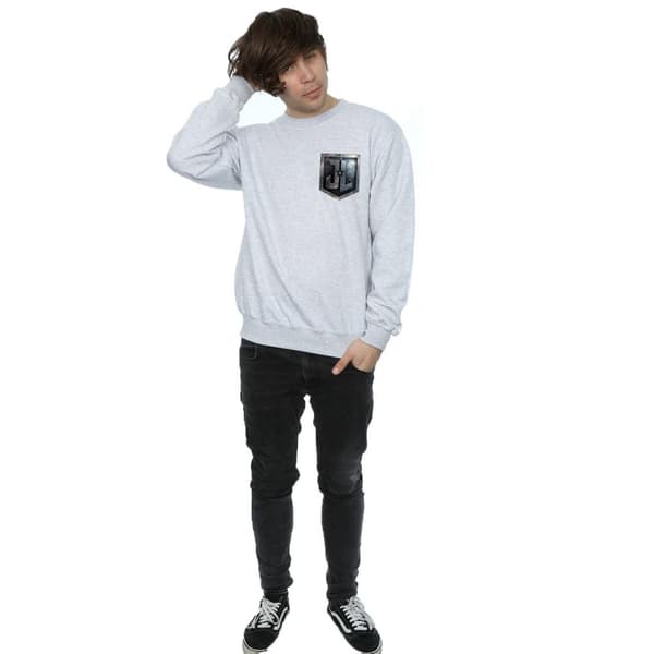 DC Comics Mens Justice League Movie Shield Faux Pocket Sweatshirt