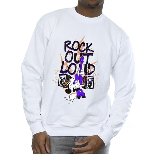 Disney Mens Musse Pigg Rock Out Loud Sweatshirt