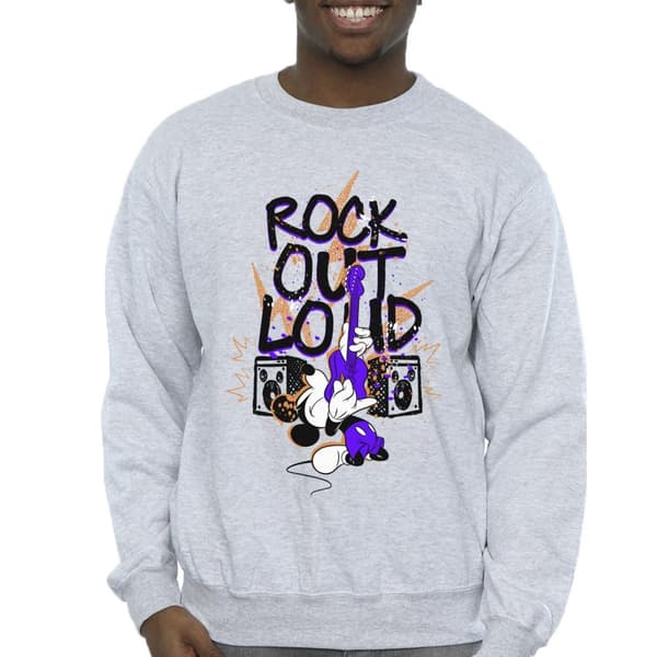 Disney Mens Musse Pigg Rock Out Loud Sweatshirt