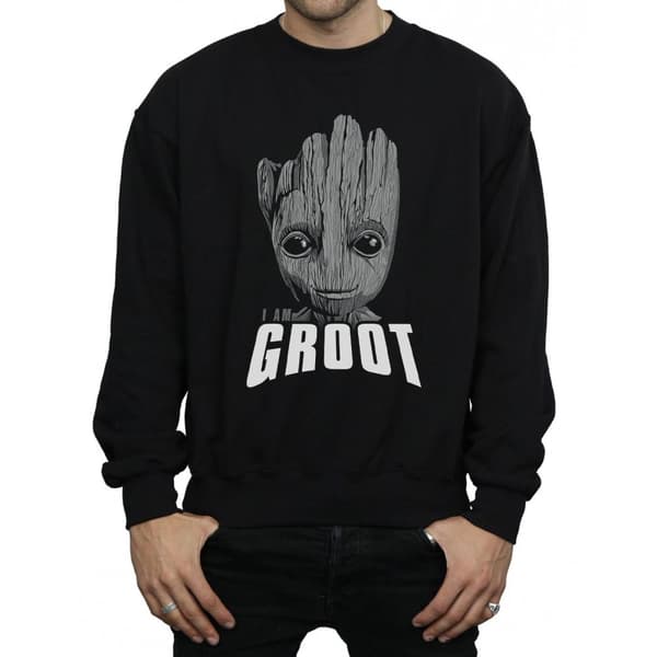 Marvel Mens Guardians Of The Galaxy Groot Face Sweatshirt