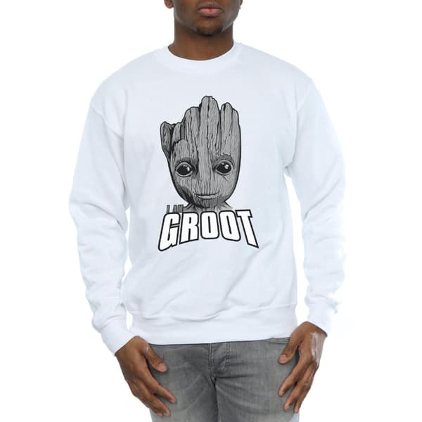 Marvel Mens Guardians Of The Galaxy Groot Face Sweatshirt