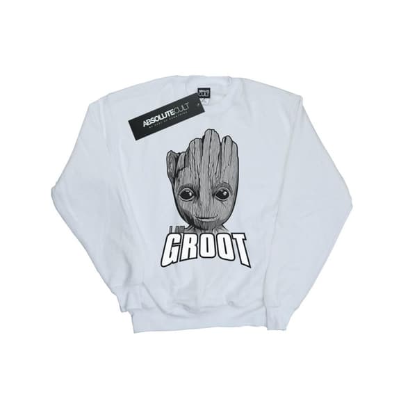 Marvel Mens Guardians Of The Galaxy Groot Face Sweatshirt White XXL