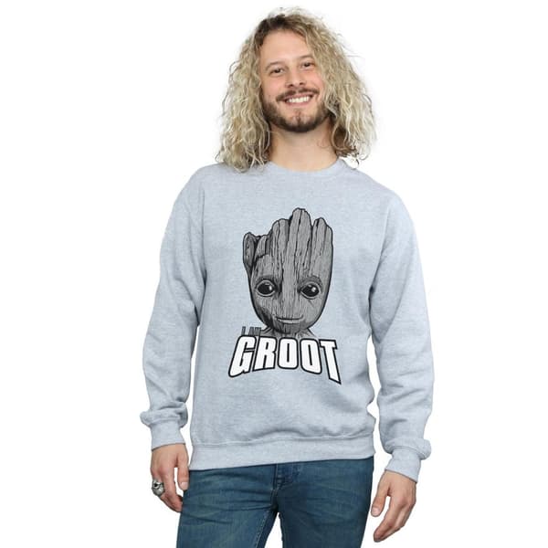 Marvel Mens Guardians Of The Galaxy Groot Face Sweatshirt