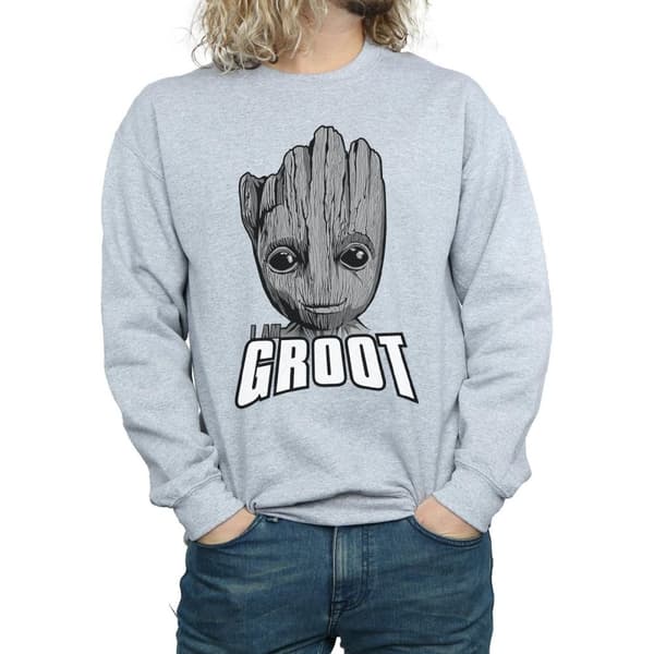 Marvel Mens Guardians Of The Galaxy Groot Face Sweatshirt