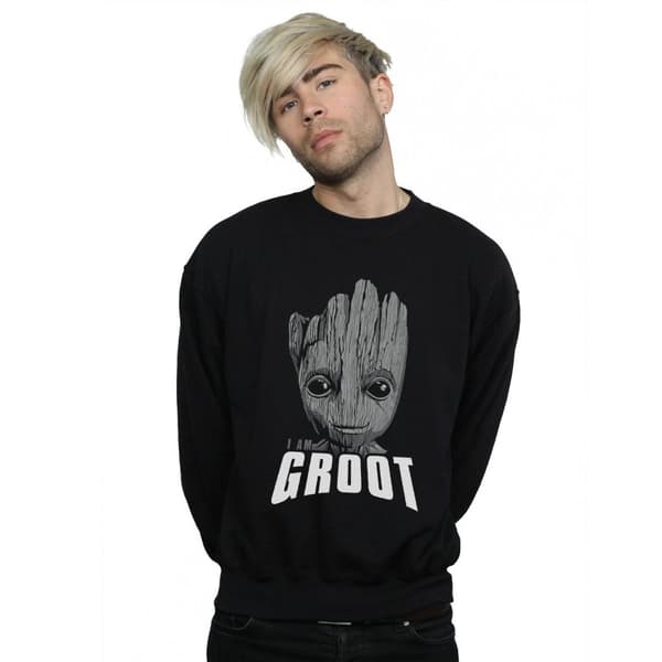 Marvel Mens Guardians Of The Galaxy Groot Face Sweatshirt