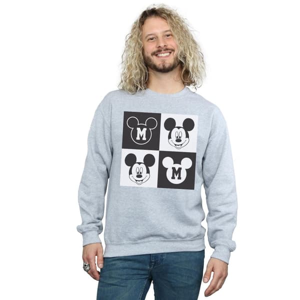 Disney Mens Mickey Mouse Smiling Squares Sweatshirt