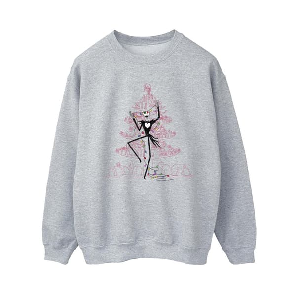 Disney Dam/Tjej The Nightmare Before Christmas Tree Rosa Sweatshirt Sports Grey 3XL