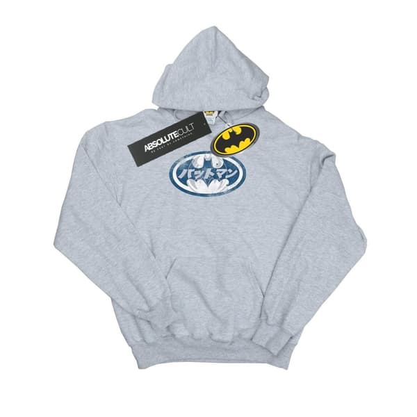 DC Comics Mens Batman Japanese Logo White Hoodie