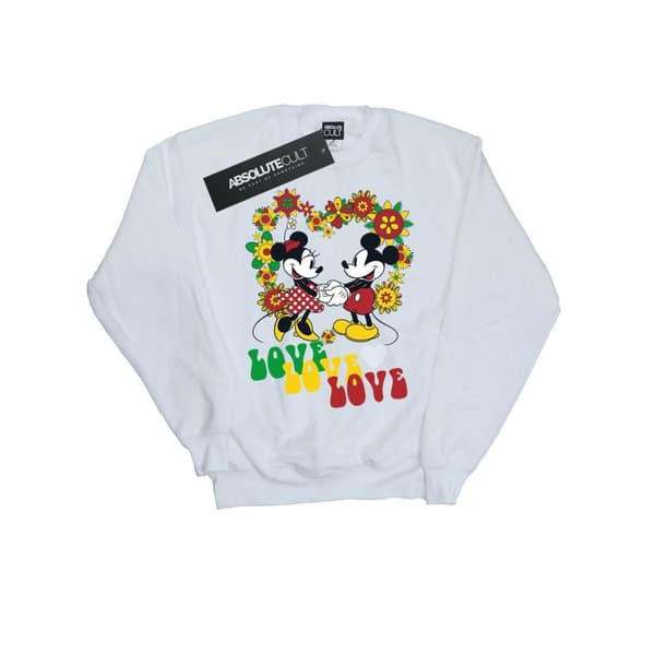 Disney Mens Mickey And Minnie Mouse Hippie Love Sweatshirt