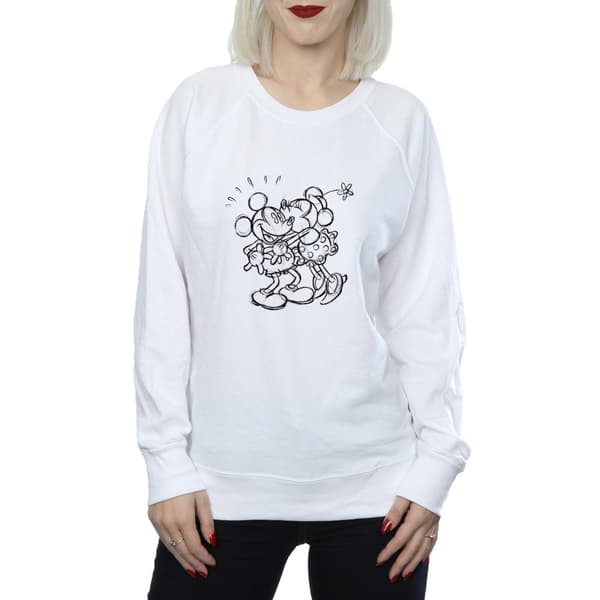 Disney Womens/Ladies Mickey And Minnie Kiss Sketch Sweatshirt